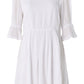 Amarine Self Dot White Square Back 3/4 Sleeve Mini Dress