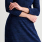Ambrose Sustainable Marl Sweetheart Neck Midi Dress – Navy