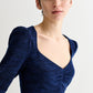 Ambrose Sustainable Marl Sweetheart Neck Midi Dress – Navy