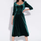 Ambrose Velvet Midi Dress in Green