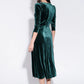 Ambrose Velvet Midi Dress in Green
