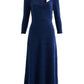 Ambrose Sustainable Marl Sweetheart Neck Midi Dress – Navy