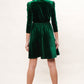 Annalise Velvet V Neck Fit And Flare Mini Dress - Green