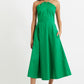 Aria Poplin Halter Neck Green Midi Dress