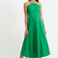 Aria Poplin Halter Neck Green Midi Dress