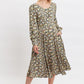 Louche Arwen Petal Parade Print V Back Midi Dress