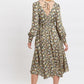 Louche Arwen Petal Parade Print V Back Midi Dress