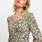 Louche Arwen Petal Parade Print V Back Midi Dress