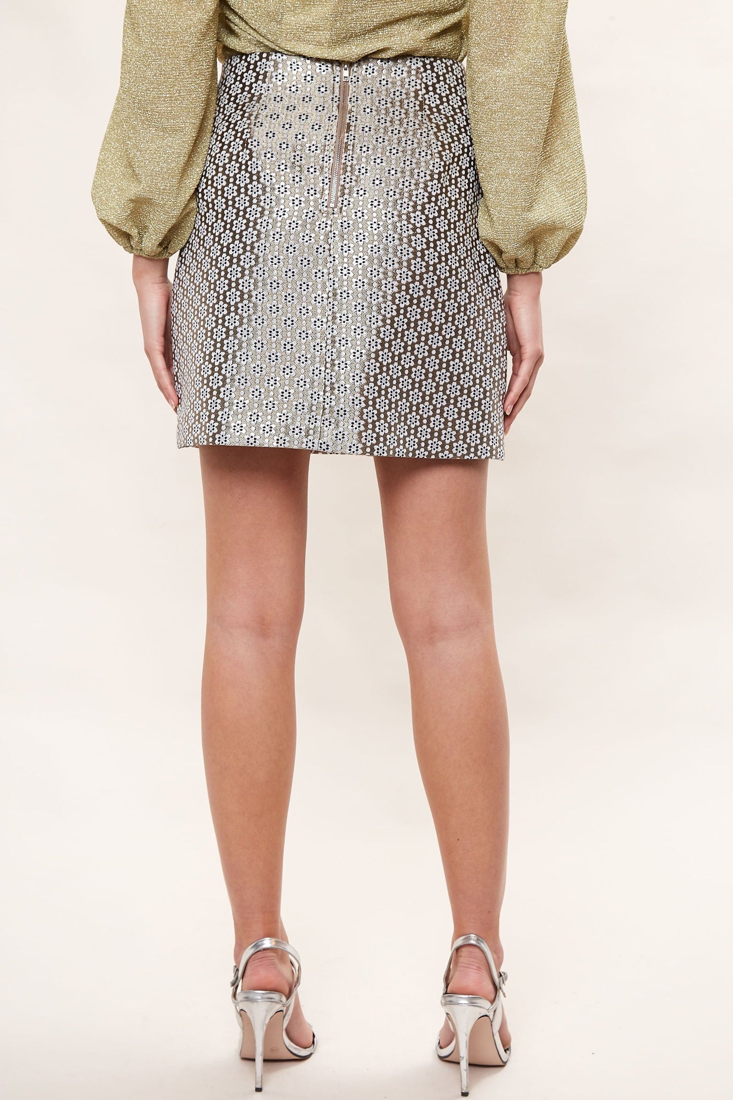 Aubin Disco Floral Jacquard Mini Skirt