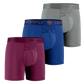 3-Pack: IKON Men's 6" Boxers - Plum / Italia / Charcoal
