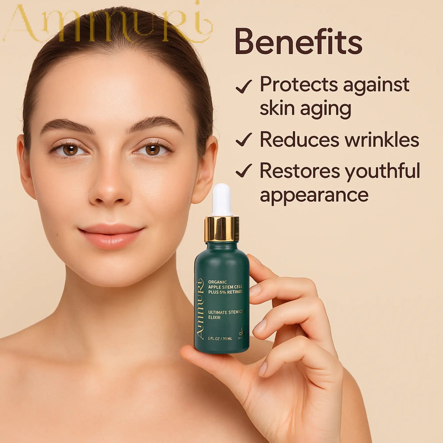 Ammuri Advanced Plant Stem Cell Retinol 5% – Youthful Glow, Firming Face Serum