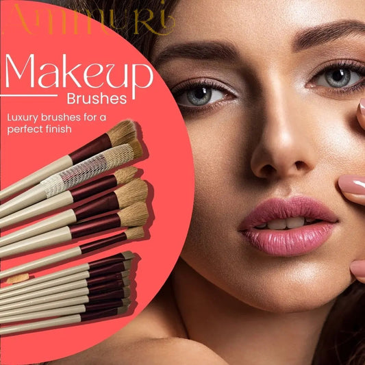 Ammuri 13-Piece Professional Vegan Makeup Brushes Set with Travel Pouch