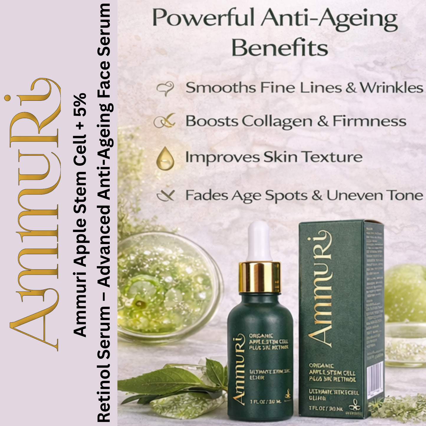 Ammuri Advanced Plant Stem Cell Retinol 5% – Youthful Glow, Firming Face Serum