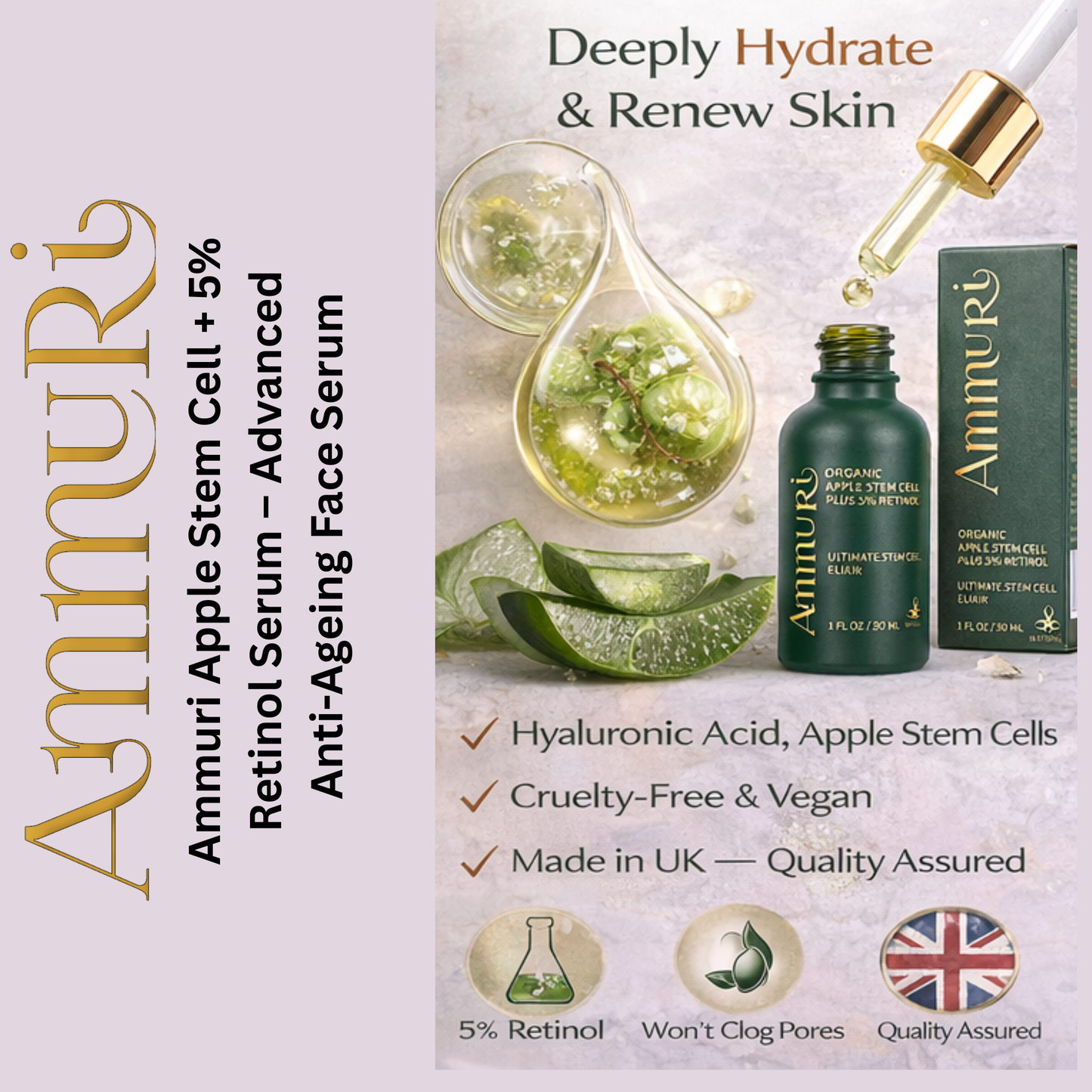 Ammuri Advanced Plant Stem Cell Retinol 5% – Youthful Glow, Firming Face Serum