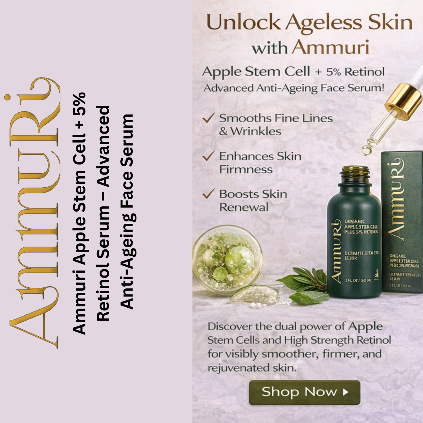 Ammuri Advanced Plant Stem Cell Retinol 5% – Youthful Glow, Firming Face Serum