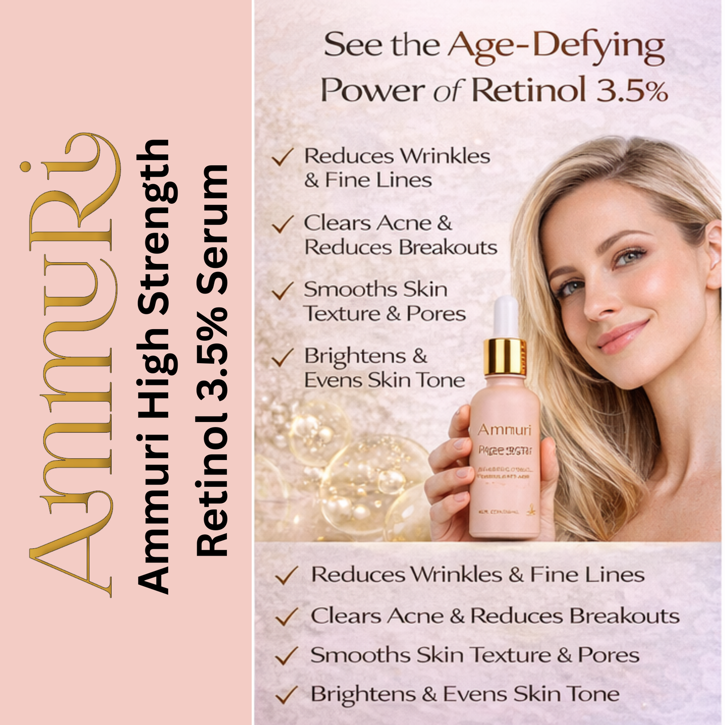 Ammuri 3.5% Retinol High Strength Face Serum – Anti-Ageing Formula