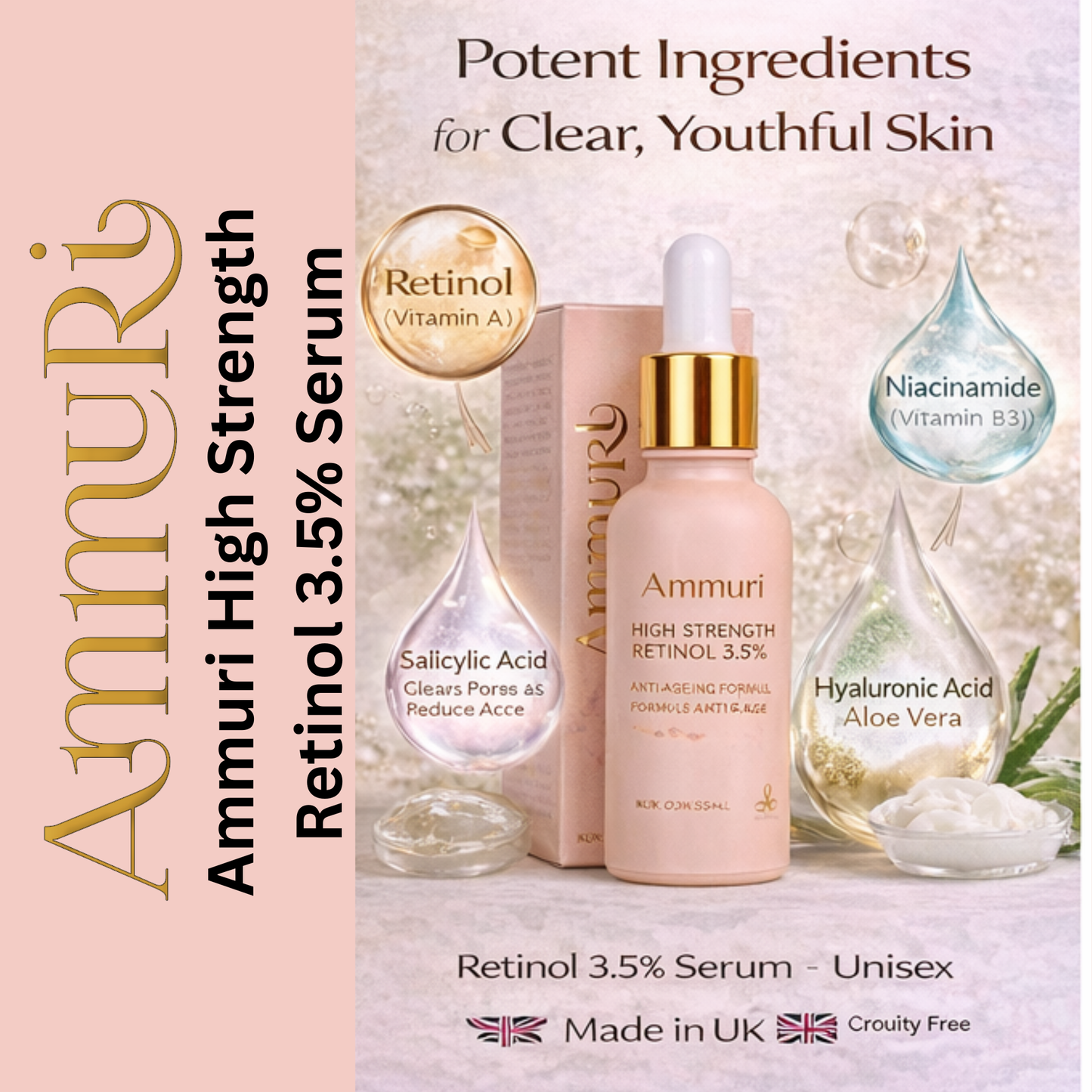 Ammuri 3.5% Retinol High Strength Face Serum – Anti-Ageing Formula