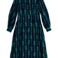 Avon Tie Up High Neck Long Sleeve Midi Dress – Navy