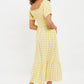 Louche Babette Picnic Checked Shirred Bodice Midi Dress