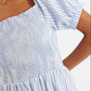 Babette Sail Stripe Shirred Bodice Midi Dress Blue