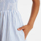 Babette Sail Stripe Shirred Bodice Midi Dress Blue