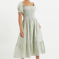 Babette Sail Stripe Shirred Bodice Midi Dress Green