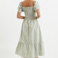 Babette Sail Stripe Shirred Bodice Midi Dress Green