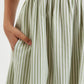 Babette Sail Stripe Shirred Bodice Midi Dress Green