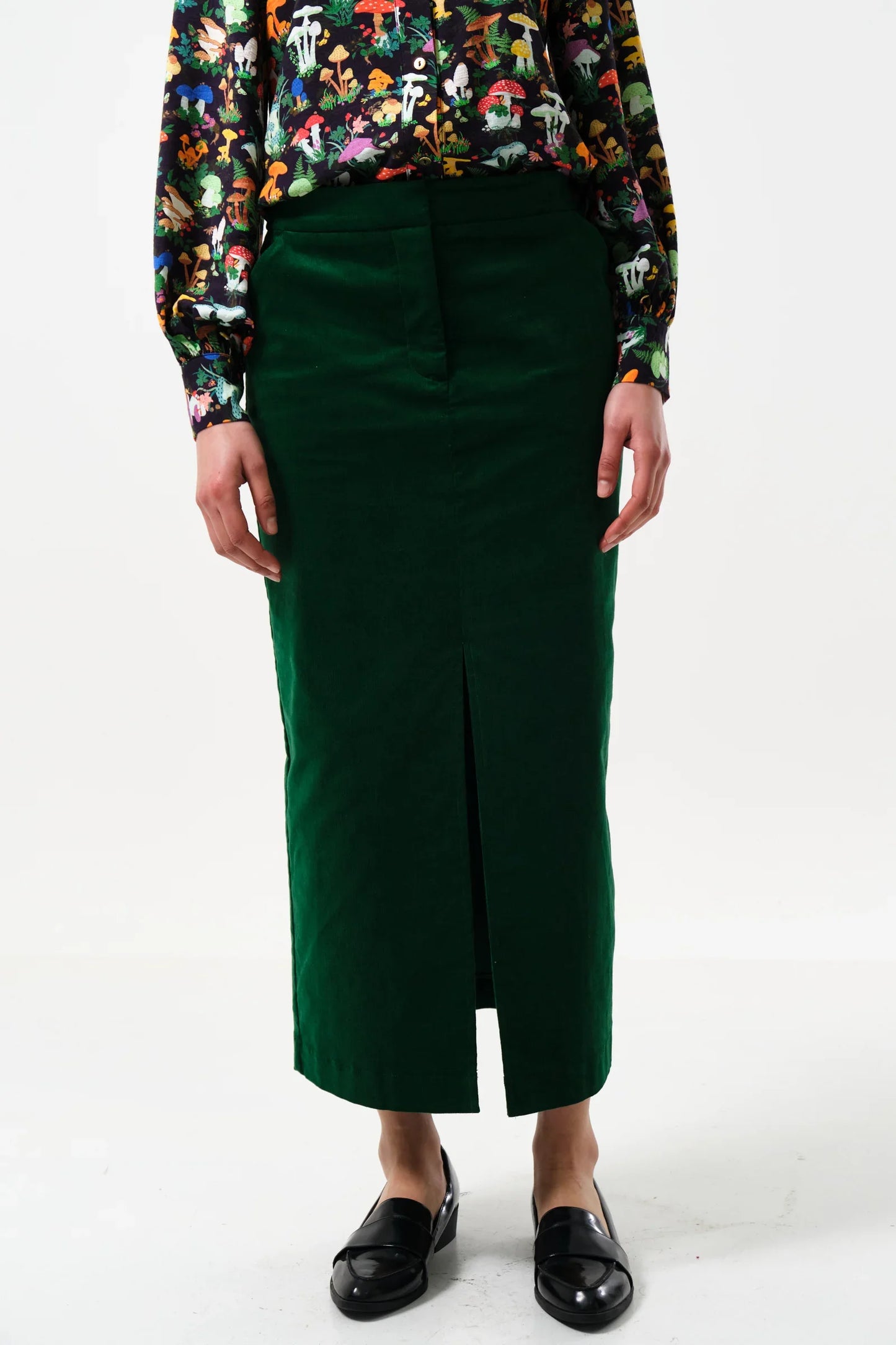 Balthazar Babycord Midi Pencil Skirt - Green