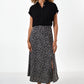 Barney Floral Print Midi Skirt in Black