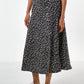 Barney Floral Print Midi Skirt in Black