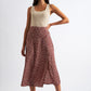 Barney Floral Print Midi Skirt Rust