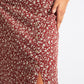 Barney Floral Print Midi Skirt Rust