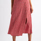 Barney Petale Print Midi Skirt Red