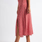 Barney Petale Print Midi Skirt Red