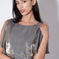 Basford Iridescent Cape Sleeve Midi Dress in Green