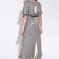 Basford Iridescent Cape Sleeve Midi Dress in Green