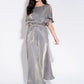Basford Iridescent Cape Sleeve Midi Dress in Green