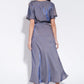 Basford Iridescent Cape Sleeve Midi Dress in Navy