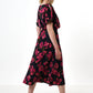 Basford Watermark Floral Print Cape Sleeve Midi Dress