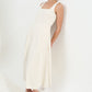 Baya Linen Mix Square Neck Midi Dress - Natural