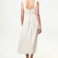 Baya Linen Mix Square Neck Midi Dress - Natural