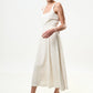 Baya Linen Mix Square Neck Midi Dress - Natural