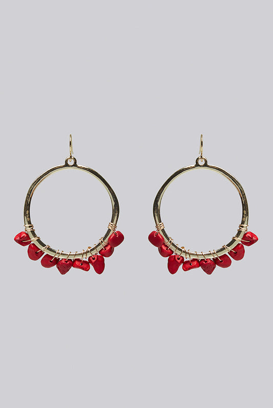 Louche Bernie Hoop With Red Stone - Gold