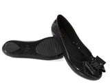 KATRINA LADIES FLAT WOMENS BOW PATENT JELLY BOW SLIP ON SHOES BALLERINA PUMP SIZE 3-8