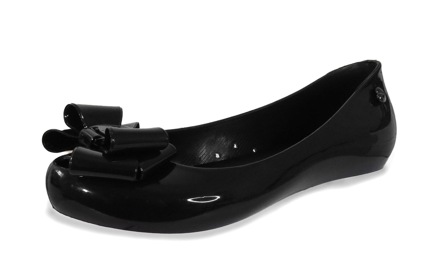 KATRINA LADIES FLAT WOMENS BOW PATENT JELLY BOW SLIP ON SHOES BALLERINA PUMP SIZE 3-8