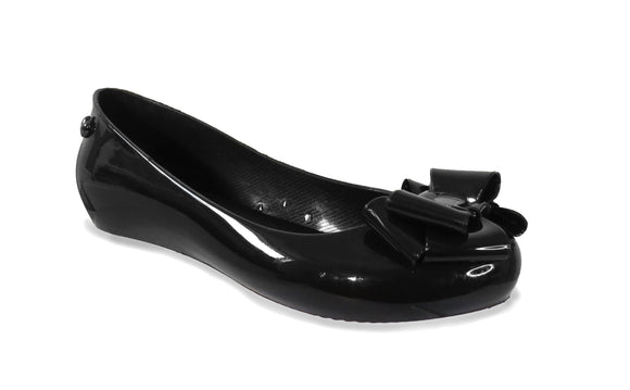 KATRINA LADIES FLAT WOMENS BOW PATENT JELLY BOW SLIP ON SHOES BALLERINA PUMP SIZE 3-8