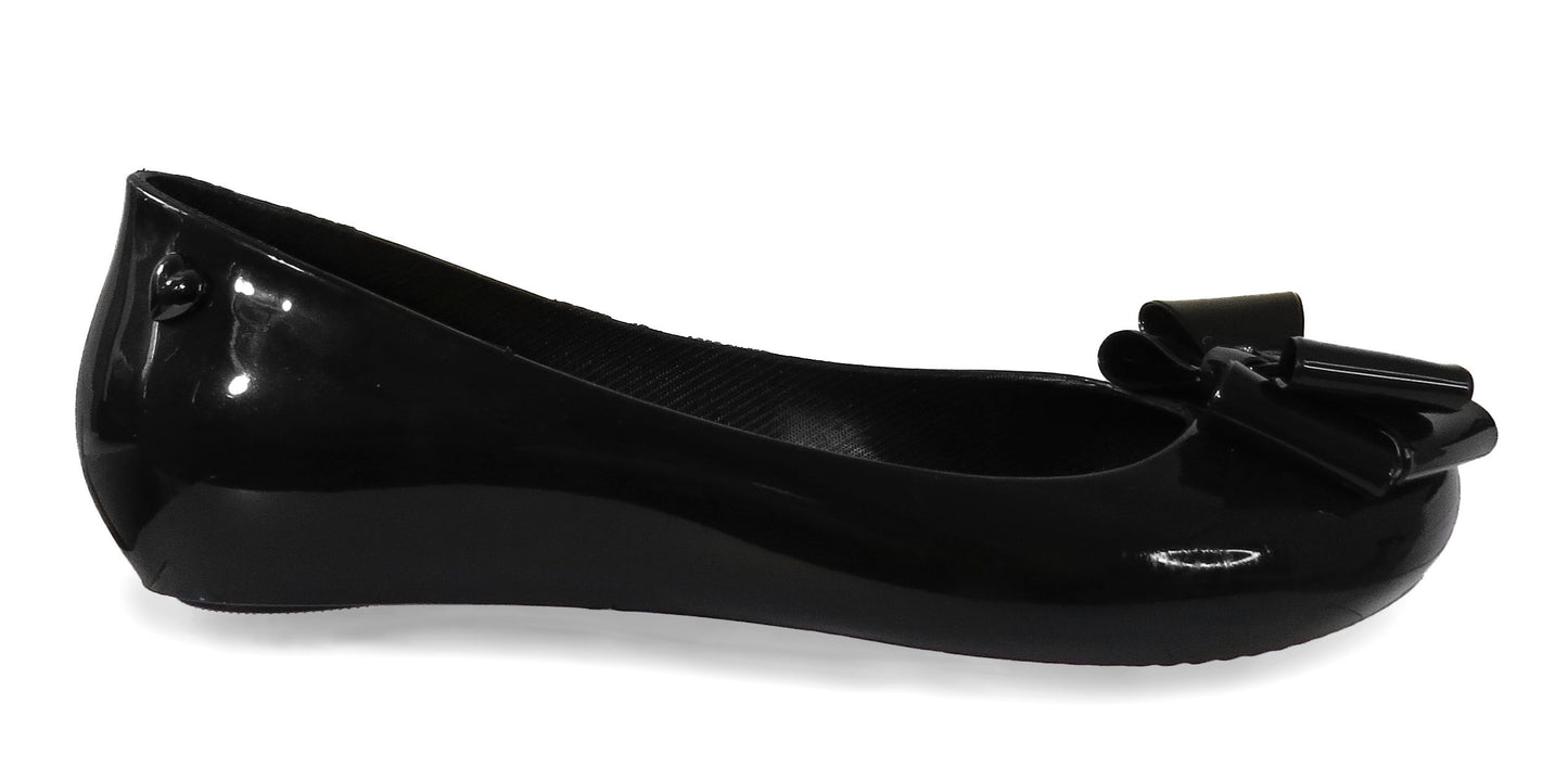 KATRINA LADIES FLAT WOMENS BOW PATENT JELLY BOW SLIP ON SHOES BALLERINA PUMP SIZE 3-8