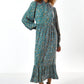 Bricia Naïve Posy Print Tiered Midi Dress - Teal
