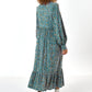 Bricia Naïve Posy Print Tiered Midi Dress - Teal